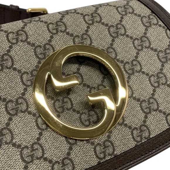 Auth GUCCI Interlocking G/GG Plus/GG Supreme 703807 Dark Brown Beige PVC Leather - Picture 11 of 15
